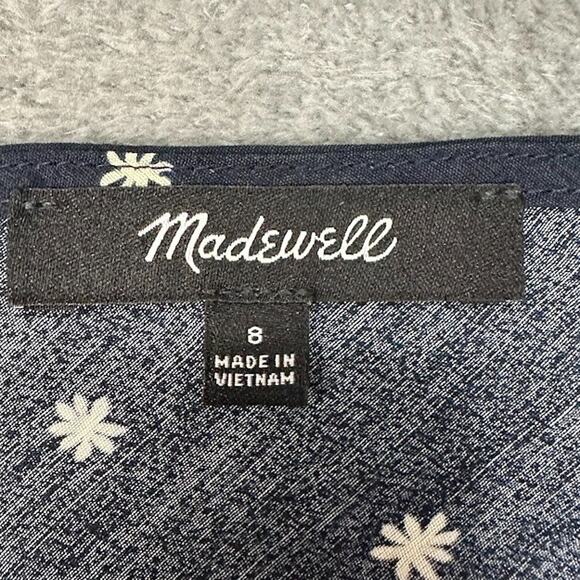 Madewell Top Womens 8 Navy Ditsy Floral V Neck Cap Sleeve Romantic Feminine - Picture 7 of 12